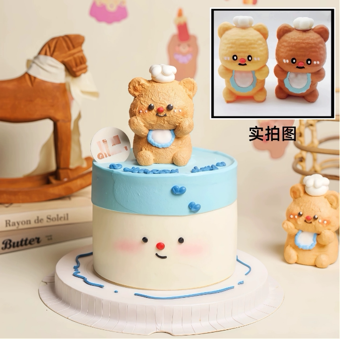 Cartoon Handmade 3D Butter Bear Dessert Table Toppers Chocolate Dubai Cat and Dog Cake Decoration Ornaments