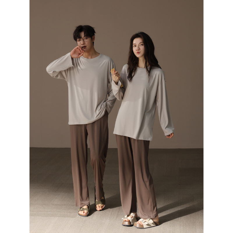 [Super Soft] New Modal Couple Pajamas Women's Spring and Autumn Long Sleeve Casual Men's Set Homewear