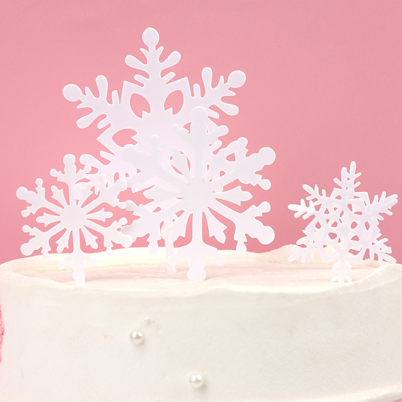 Bakery Cake Decoration Snowflake Ice World Snowflake Ribbon Type Insert Card Baby Birthday Dessert Table Layout
