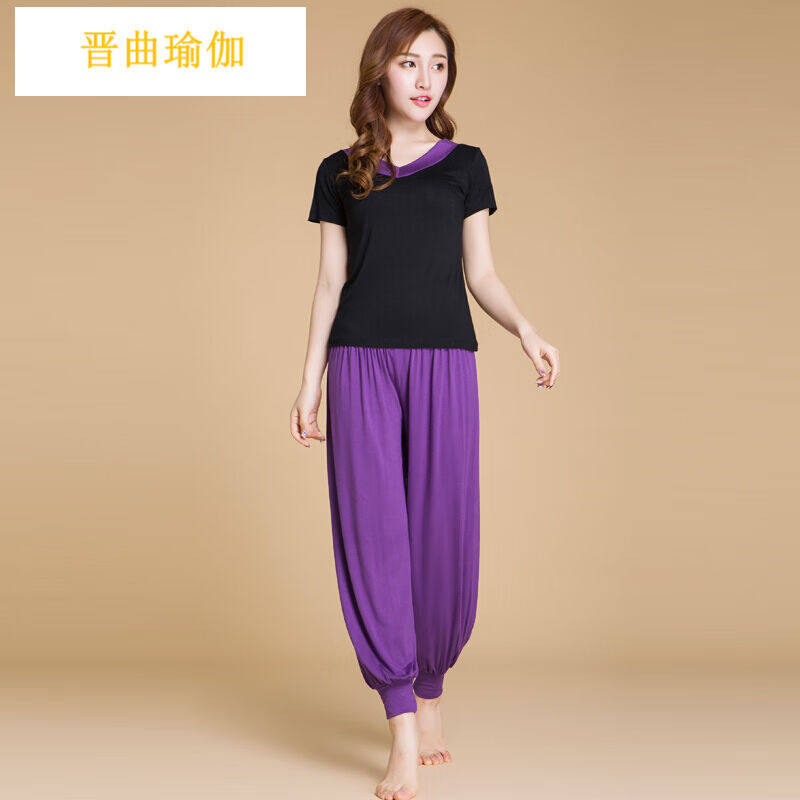 Jinku Square Dance Fashion Spring Small Level Lights Pants Dance Yoga Sleeve Square Dance - and - Purple Black - Purple