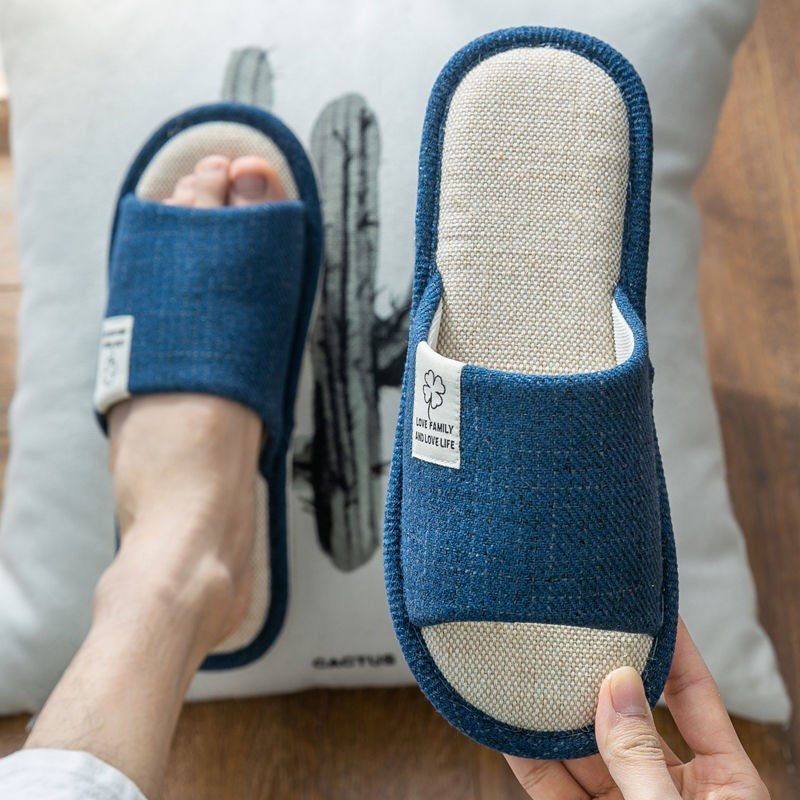 Slippers household household summer floor anti-slip four seasons General Spring and Autumn Home Linen slippers cotton cloth
