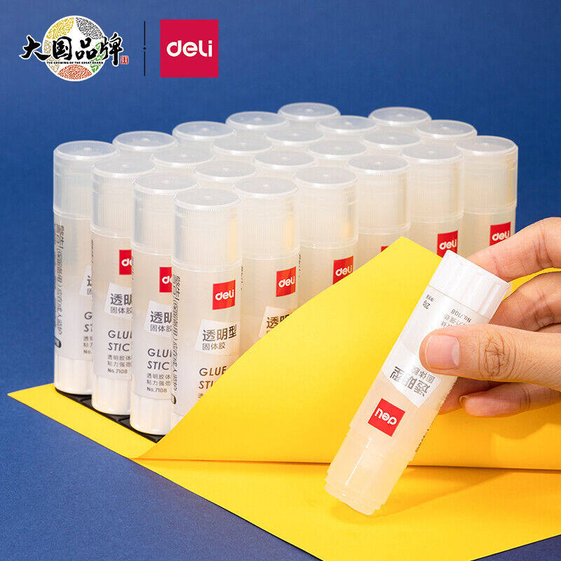 Deli 21g transparent color ACR solid glue stick high viscosity smooth portable 24 office