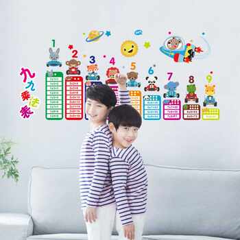 New direct selling cartoon animal multiplication table children's room bedroom study living room kindergarten school children's fun decorative wall