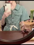 Летнее джинсовое платье, небольшая длинная юбка, французский стиль, подходит для подростков