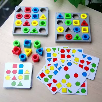 Autistic children's training toy double match table geometry matching hand-eye coordination children's thinking training