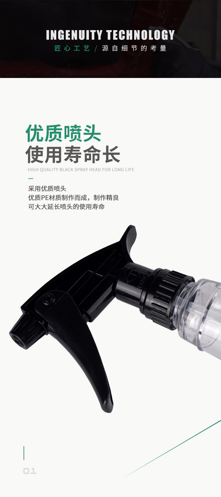 Cross-Border Acid and Alkali Resistant Foam Spray Bottle Car Beauty Car Wash Cleaning Supplies Transparent Spray Head