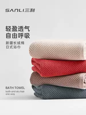 Sanli bath towel female summer household pure cotton adult male pure cotton soft bath towel absorbent quick-drying not easy to lose hair big towel