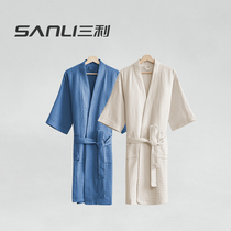 Five-star hotel bathrobe Long female thin cotton nightgown couple mens winter cotton absorbent cotton bathrobe