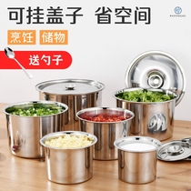 Stainless steel round bucket storage tank seasoning basin taste flush with seasoning case Oil tank kitchen seasoning jar with lid for home