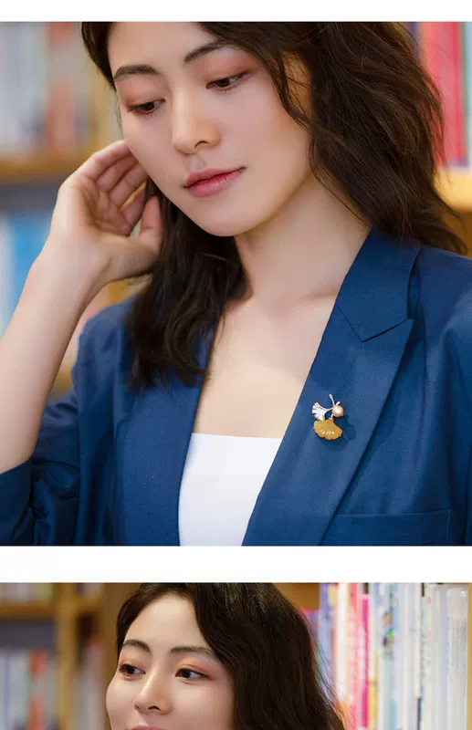 Biết cây trâm lá bạch quả, ngọc trai, nịt ngực tinh tế cao cấp theo phong cách cổ điển, phụ kiện nữ có khóa cài chống chói - Trâm cài