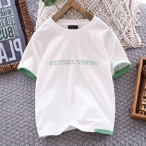 Child pure cotton short sleeve T-shirt 2022 Summer boys baby round collar jacket head jacket CUHK Scout half sleeve t body shirt