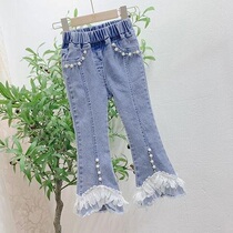 Girl Pants Spring Autumn Outwear Jeans 2022 New Autumn Clothing Children Trendy Foreign Air Horn Pants Girls Long Pants