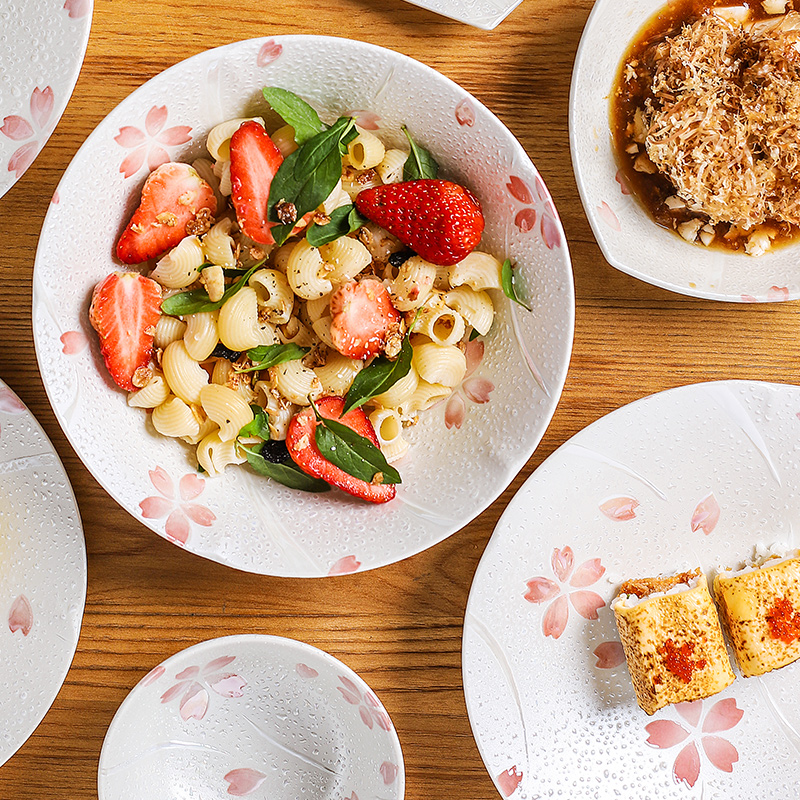 Japan imported ceramic bowl of Japanese plate giving girls salad dishes sweet big plate