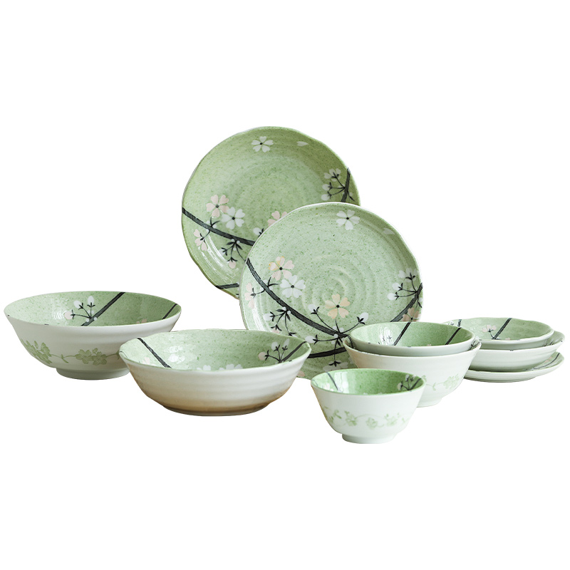 The fawn field'm light ink sakura Japanese imported from Japan and wind under glaze color porcelain Japanese dishes