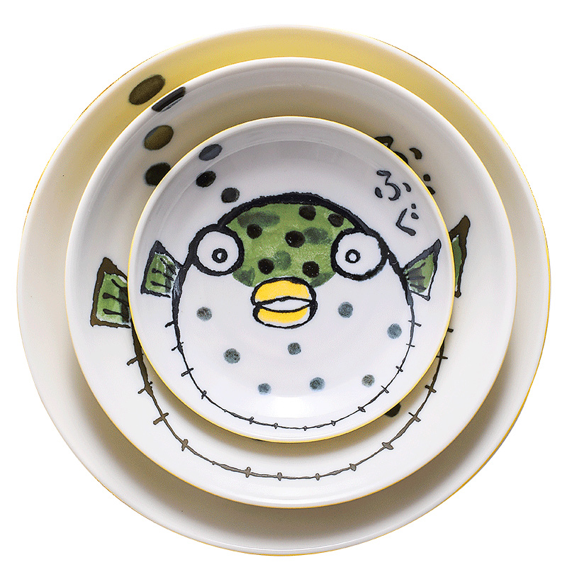 The fawn field'm ceramic tableware imported from Japan Japanese lovely dolphins dishes Japanese big rainbow such as use of household food dish