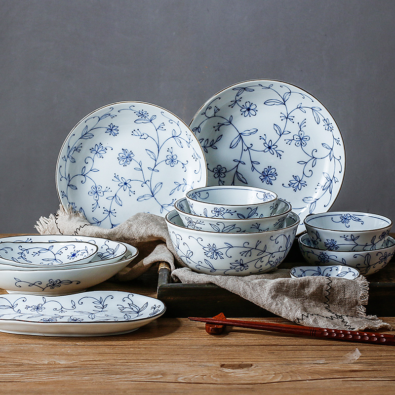 Fawn field'm Japanese ceramic dishes tableware suit line 2 tang grass Japanese 4 6 people with combined packages