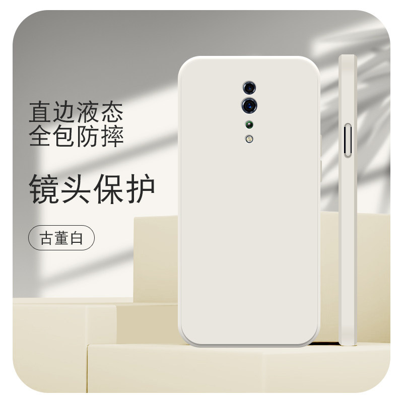 Rubang Is Suitable for Oppo Reno Ten Times Zoom Version Straight Edge Liquid Reno2 Mobile Phone Case 2Z New 2F Soft Silicone Renoz Simple Ultra-Thin Protective Cover for Men and Women All-Inclusive Lens Four Corners Creative