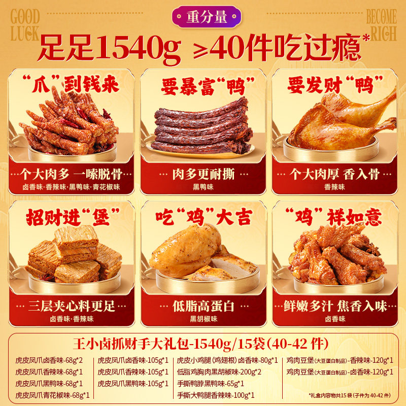 [Sister K New Year's Festival]Wang Xiaolu Gift Box Bring-In-The-Money Gift Meat Gift Set Chicken Feet 1540G-Y
