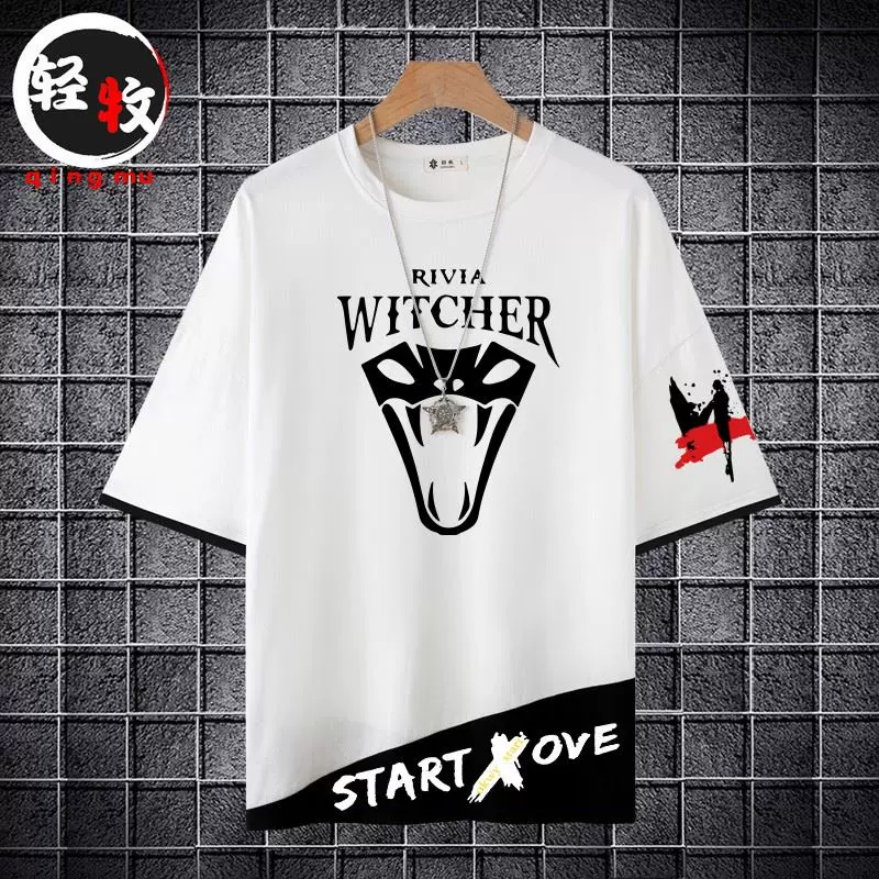 The Witcher 3 Wild Hunt The Witcher Geralt Warrior Clothes Anime Men and Women Summer Short Sleeve T-shirt Half-sleeve Top