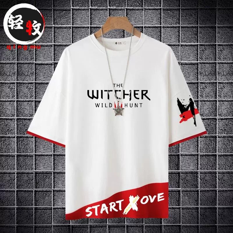 The Witcher 3 Wild Hunt The Witcher Geralt Warrior Clothes Anime Men and Women Summer Short Sleeve T-shirt Half-sleeve Top