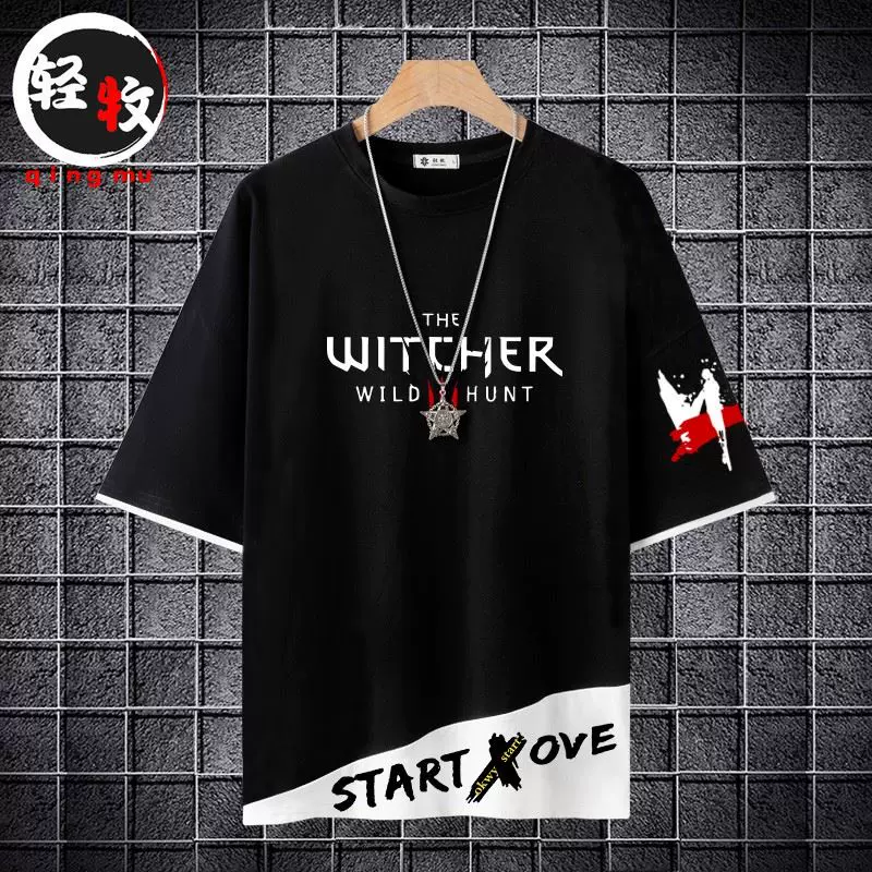The Witcher 3 Wild Hunt The Witcher Geralt Warrior Clothes Anime Men and Women Summer Short Sleeve T-shirt Half-sleeve Top