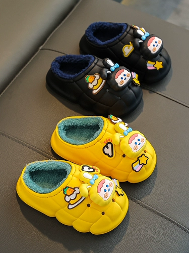 Детские водонепроницаемые зимние мультяшные тапочки подходит для мужчин и женщин на платформе, нескользящая детская удобная обувь, сумка для обуви, семейный стиль