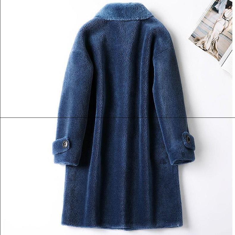 một chiếc áo khoác lông cừu lông 2019 mới phụ nữ áo khoác cashmere của giữa chiều dài hạt len