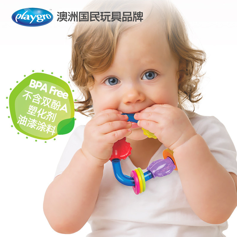 Playgro baby rigid tooth rubber rotary triangle able to gnaw and shake to placate rocking bell material safety-Taobao