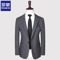 Romon mens casual suit jacket slim Korean version of Ruffian handsome shirt young British style suit men