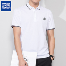 Romon short sleeve T-shirt mens 2022 spring new loose young mens pure colour free of scalding polo jersey man