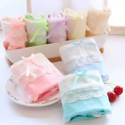 Girls lace female panties Girls pure cotton mid-rise student cute cartoon ladies briefs 