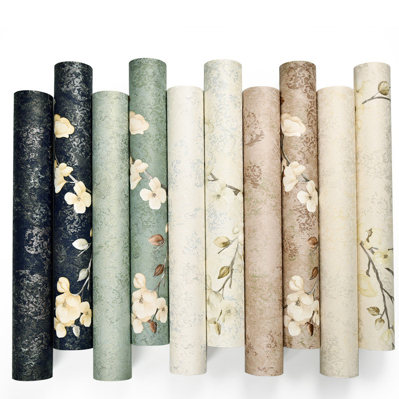 Eco-friendly modern retro American non-woven pastoral bedroom living room wallpaper 3D stereoscopic TV background thick wallpaper