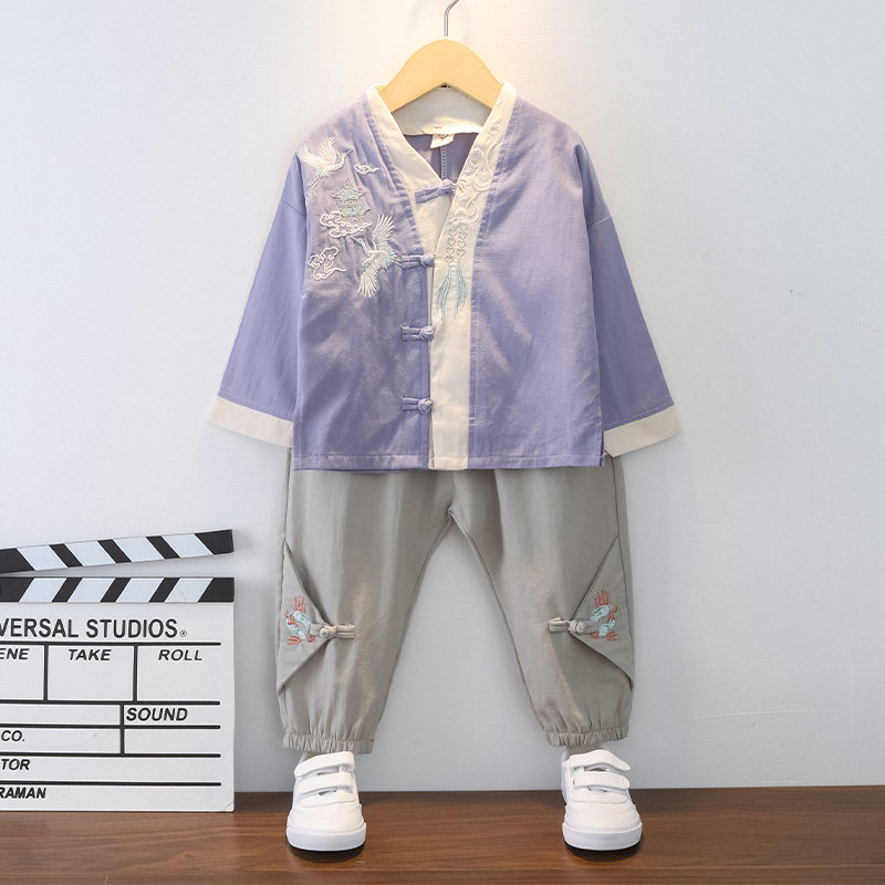 Boys Hanfu 2022 new Chinese style ancient costume Tang suit young master suit children's ancient style spring and autumn suit performance costume thin