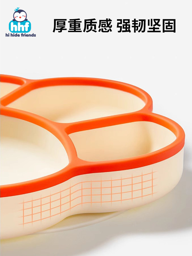 Baby Divided Plate Silicone Suction Cup Plate for Eating Training, Independent Eating, Complementary Food Bowl, Integrated Children's Tableware