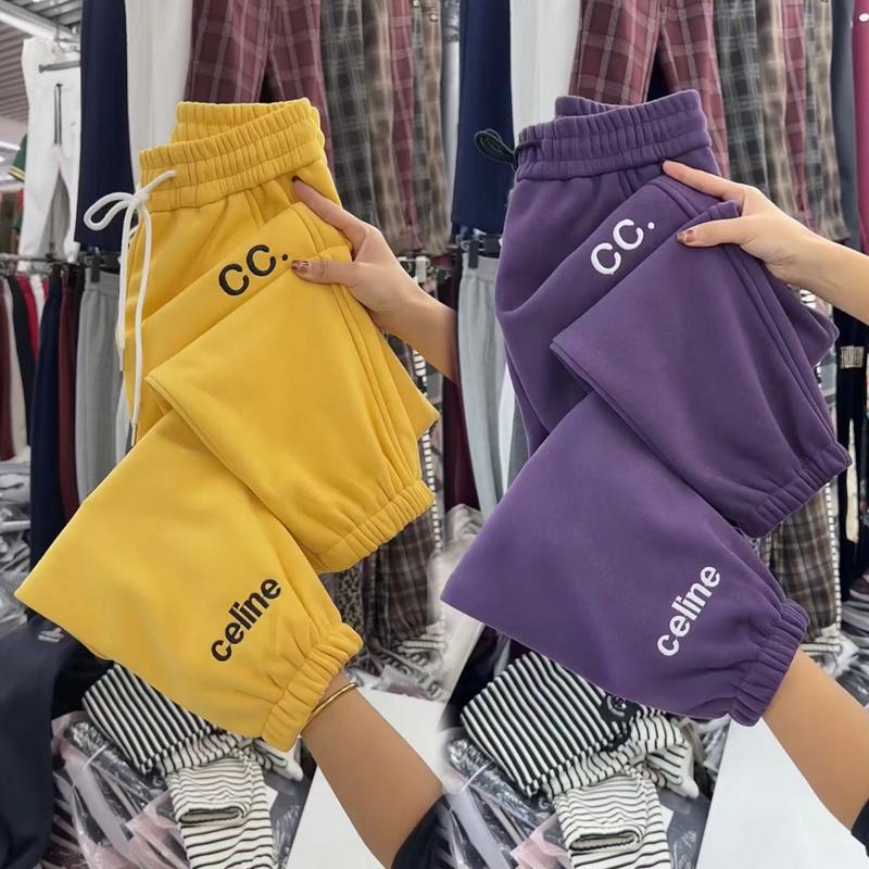 Winter Fleece-Lined Thickened Sweatpants for Women, New Style with Embroidered Letters, Loose Fit, Jogger-Style Harem Pants, High-Waisted Casual Sports Pants, Trendy
