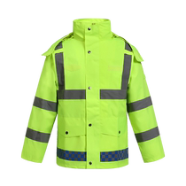 Construction site reflective raincoat suit full-body heavy rain split traffic safety clothing mens cycling waterproof customization
