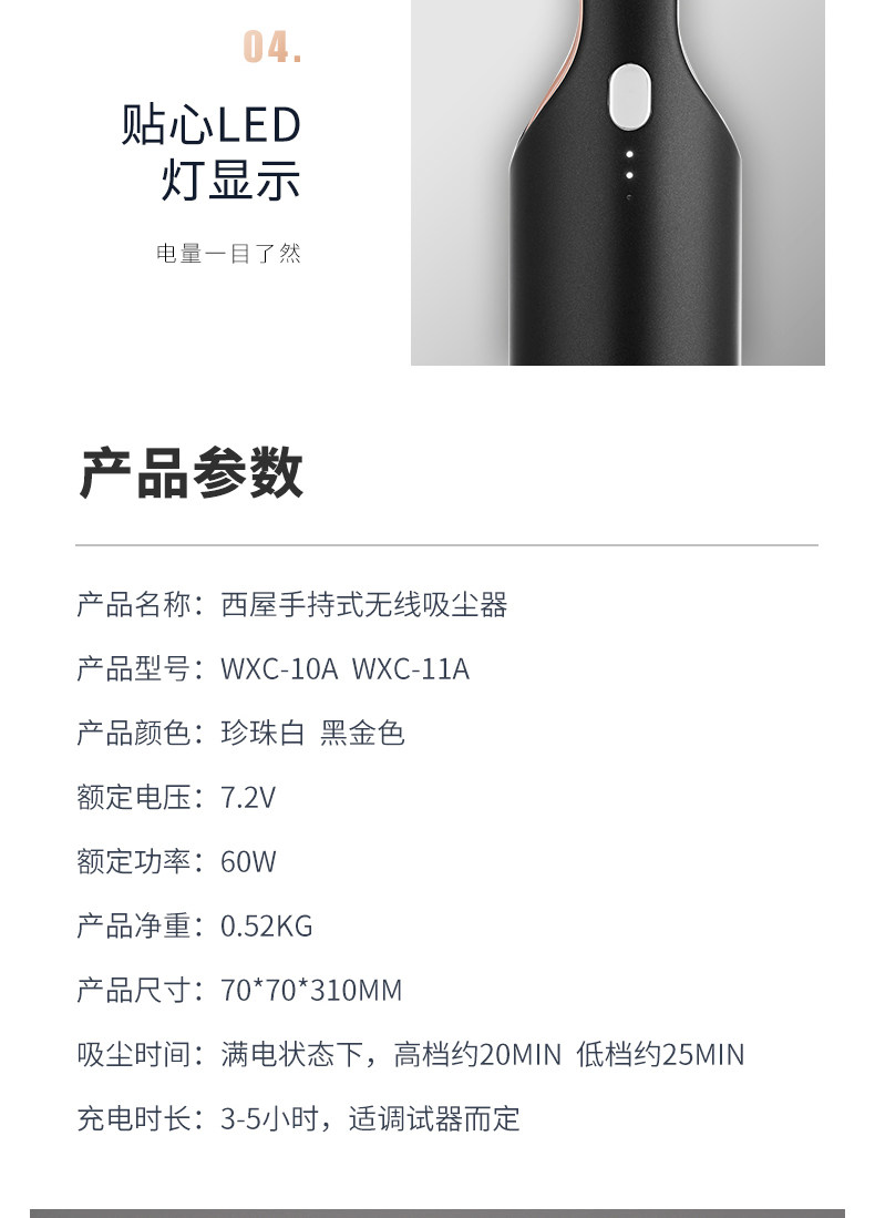 美国西屋 纳米除菌 小型无线吸尘器 家车两用 图19