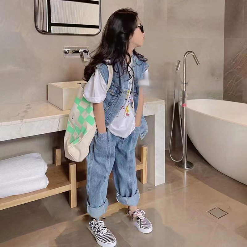 Pola South Korean boy clothing male girl Cowboy Machia 2022 springtime child Khamshoulders CUHK Collar Small Jacket Tide