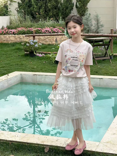 Bora Korean Girls' Sweet T-Shirt, Summer Lace Short-Sleeve Top for Girls, 2026 New Style, Pure Cotton Half-Sleeve Clothing for Older Girls — 3