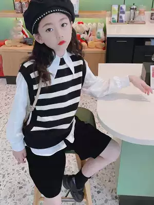 Bora Korean children's clothing girl knitted waistcoat 2021 autumn children's sweater vest