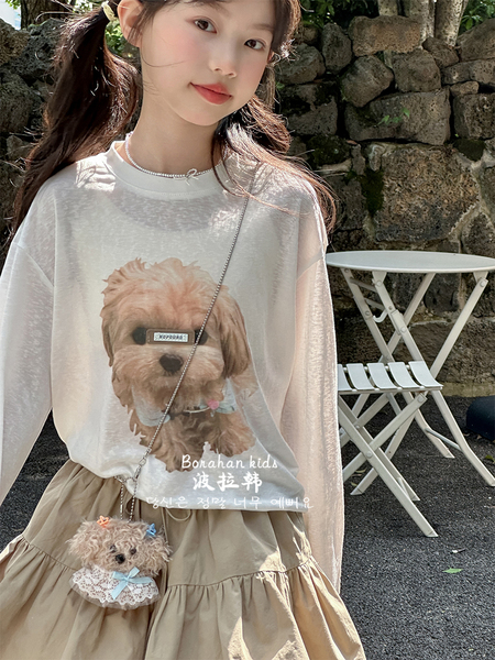 Bora Korean Children's Clothing Girls' Autumn Long-Sleeve T-Shirt 2026 New Model Girls' Sun Protection Clothing Children's Tops for Older Girls