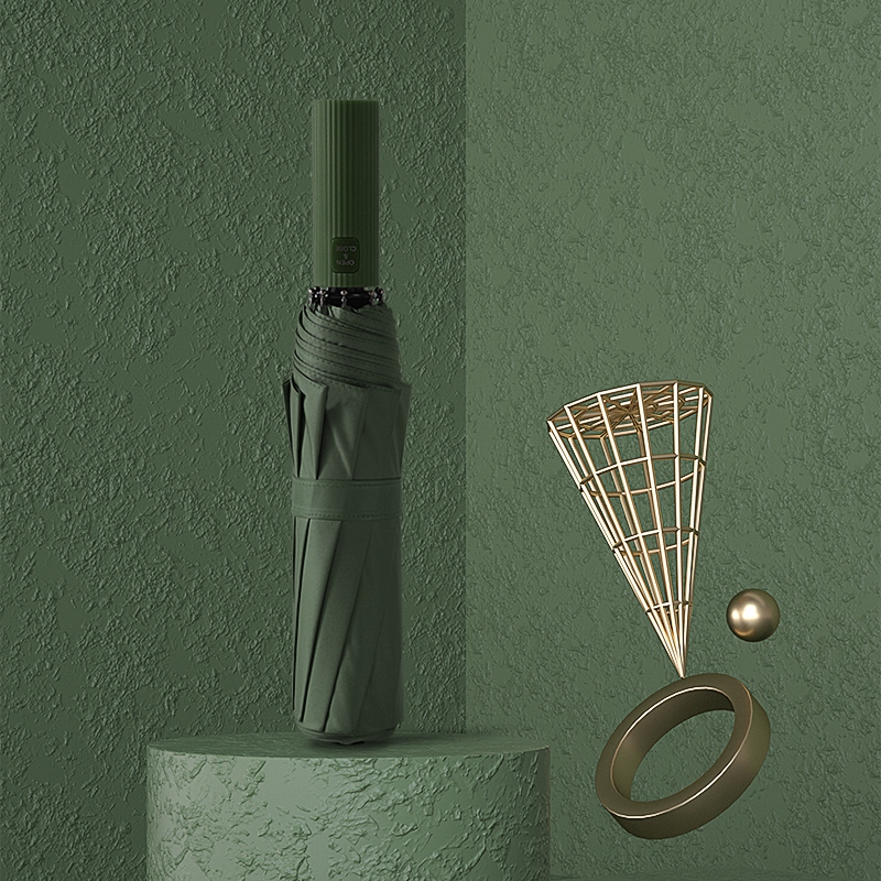 Fully automatic umbrella folding female simple forest rain and shine dual-use sunshade sunscreen UV sunshade custom logo