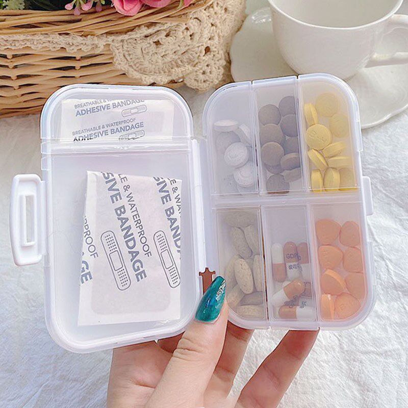 Lemei Creative Home Residence Hall Tennis Net Red Portable Female Cute Medicine Box Subpackaging Small Mini Carry-on Capacity Box