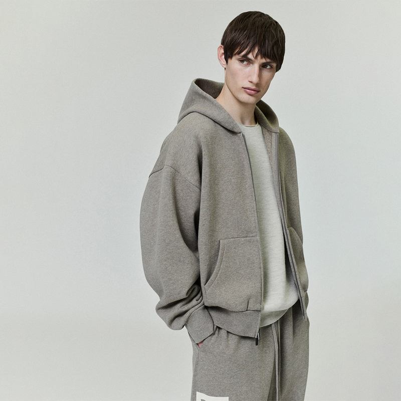 2025 New Fog Miki Essentials American Trendy Brand Men's Fleece-Lined Zip-Up Hoodie Jacket