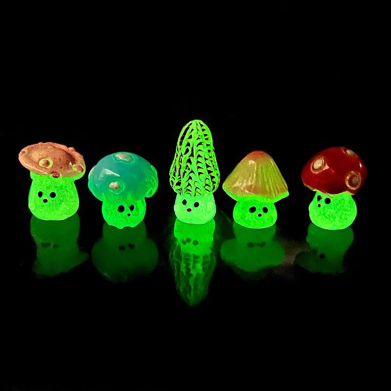 New Miniature Ornaments DIY Accessories Wild Mushrooms New Products Wholesale Cute Expression Glow-In-The-Dark Small Mushrooms