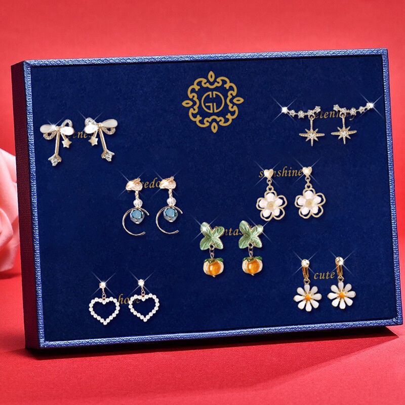 Ear Clip Women No Earrings A Week Earrings Suit Earrings Superior Sensory Gifts Girls Send Girlfriend Eardrops Stars Same-Taobao