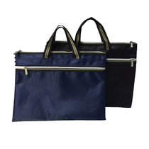 Factory direct Oxford cloth document bag Office portable document bag Ball pattern double layer double zipper conference bag