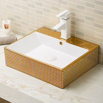 Golden table Basin Square Hotel KTV color wash basin toilet Art personality wash basin ceramic basin