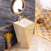 Eurostyle Golden Column Basin Toilet Balcony Handwashing Pool Integrated Floor Color Gold Light Lavish Ceramic Washout Terrace Basin
