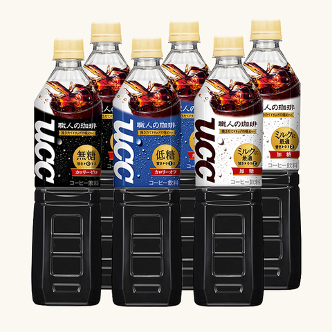 日本进口ucc悠诗诗职人无蔗糖黑咖啡饮料即饮品纯咖啡930ml 6瓶